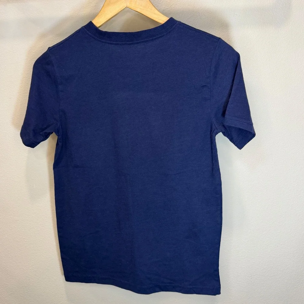 Nike 3 Brand Russell Wilson Lets Ride Navy Blue Graphic Tee Boys L 12-13 0118